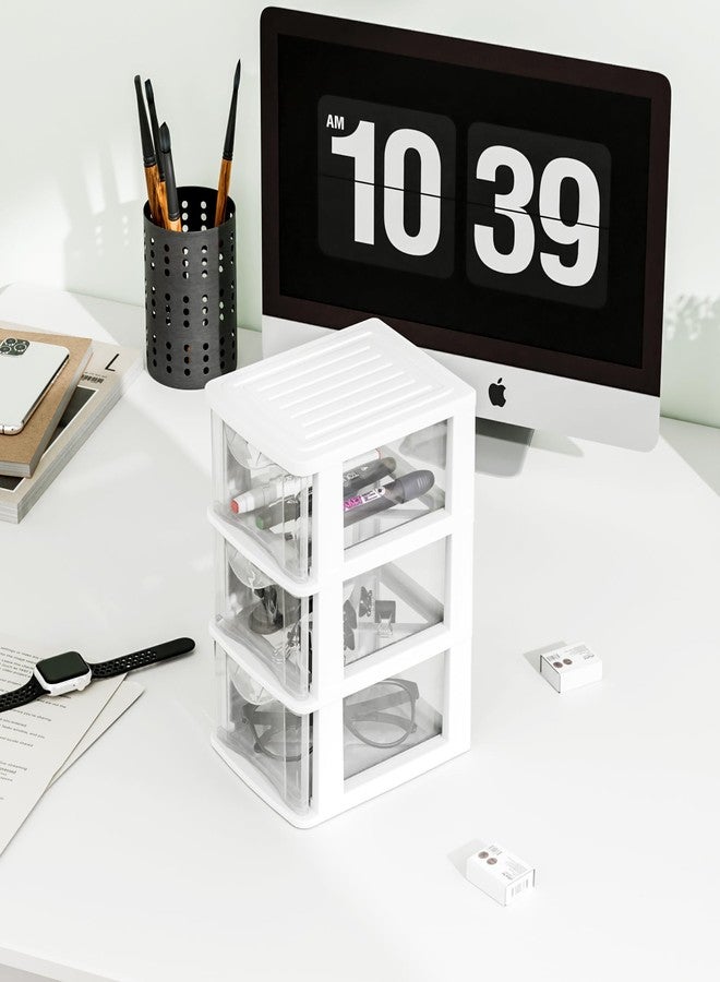 Gonice Small 3 Drawer Desktop Organizer, 2 Pack White Plastic Storage, Desktop Organization for Small Tools - Image 3