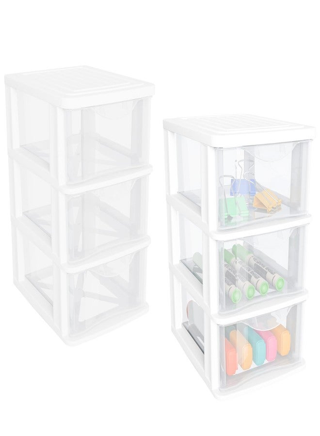 Gonice Small 3 Drawer Desktop Organizer, 2 Pack White Plastic Storage, Desktop Organization for Small Tools - Image 1
