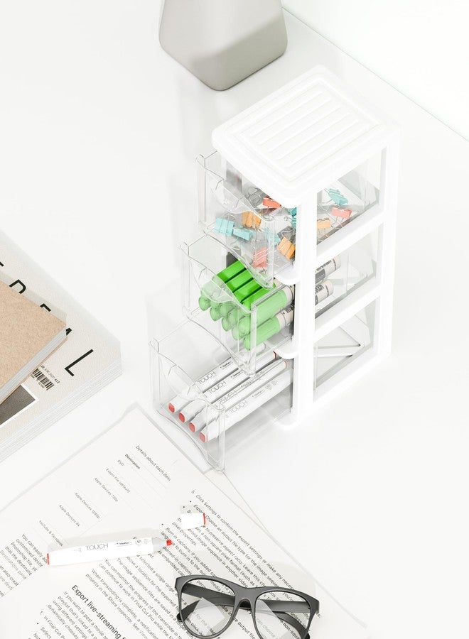 Gonice Small 3 Drawer Desktop Organizer, 2 Pack White Plastic Storage, Desktop Organization for Small Tools - Image 4
