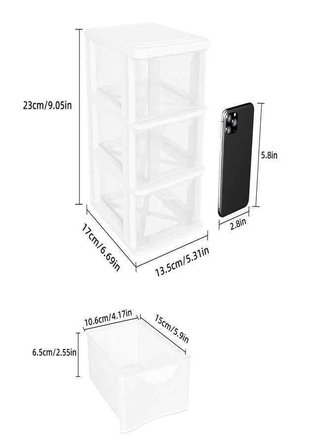 Gonice Small 3 Drawer Desktop Organizer, 2 Pack White Plastic Storage, Desktop Organization for Small Tools - Image 2