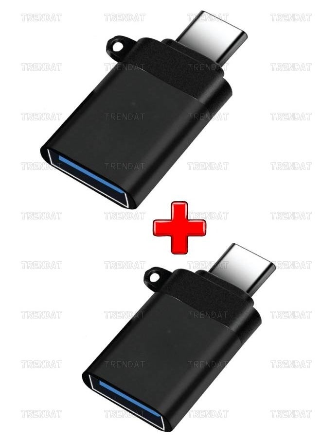 ماركة غير محددة - محول او تي جي تايب سى الى USB 3.0 متوافق مع ماك بوك ومحول جالكسي USB وون بلس وماك بوك وجميع الاجهزة من النوع سي - عدد 2 قطعة اسود - Image 1