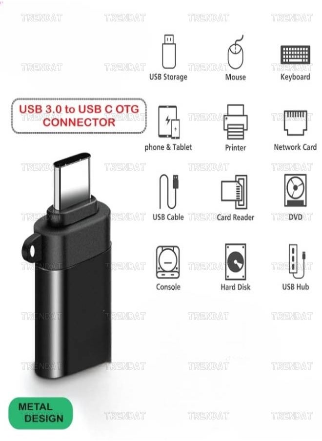 ماركة غير محددة - محول او تي جي تايب سى الى USB 3.0 متوافق مع ماك بوك ومحول جالكسي USB وون بلس وماك بوك وجميع الاجهزة من النوع سي - عدد 2 قطعة اسود - Image 1
