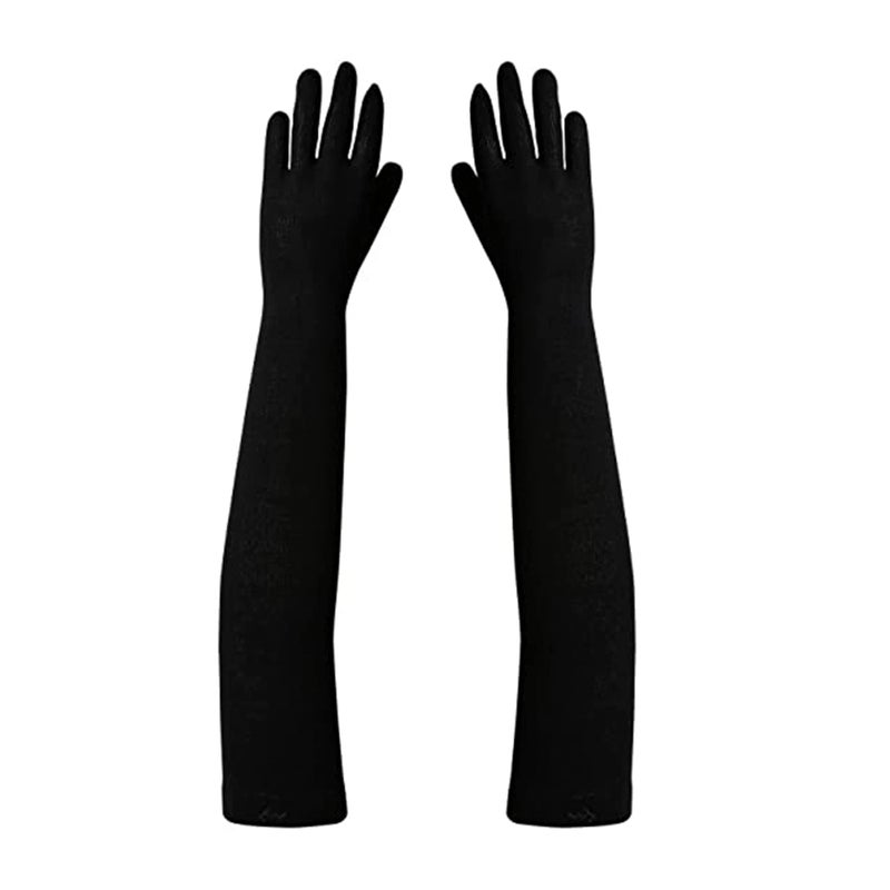 Footmate UV Sun Protection Driving Hand Gloves for Women - Combed Cotton Elbow Length Arm Sleeves for Outdoor Sports - Soft Long Gloves for Summer Winter - Free Size (Pack 1, Color - Black) - Image 5