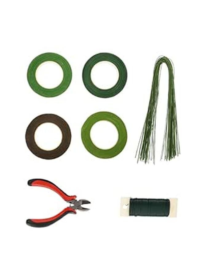 طقم ترتيب الزهور DIY مع أشرطة وأسلاك وكماشات لمشاريع الحرف اليدوية للزهور المجففة - Image 1