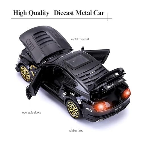 DEOXY Mustang GT500 1:32 Scale Model Car Exclusive Alloy Metal Pull Back Die-cast Car Diecast Metal Pullback Toy car with Openable Doors & Light Music Best Gifts Toys Kids (musyang Black) - Image 2