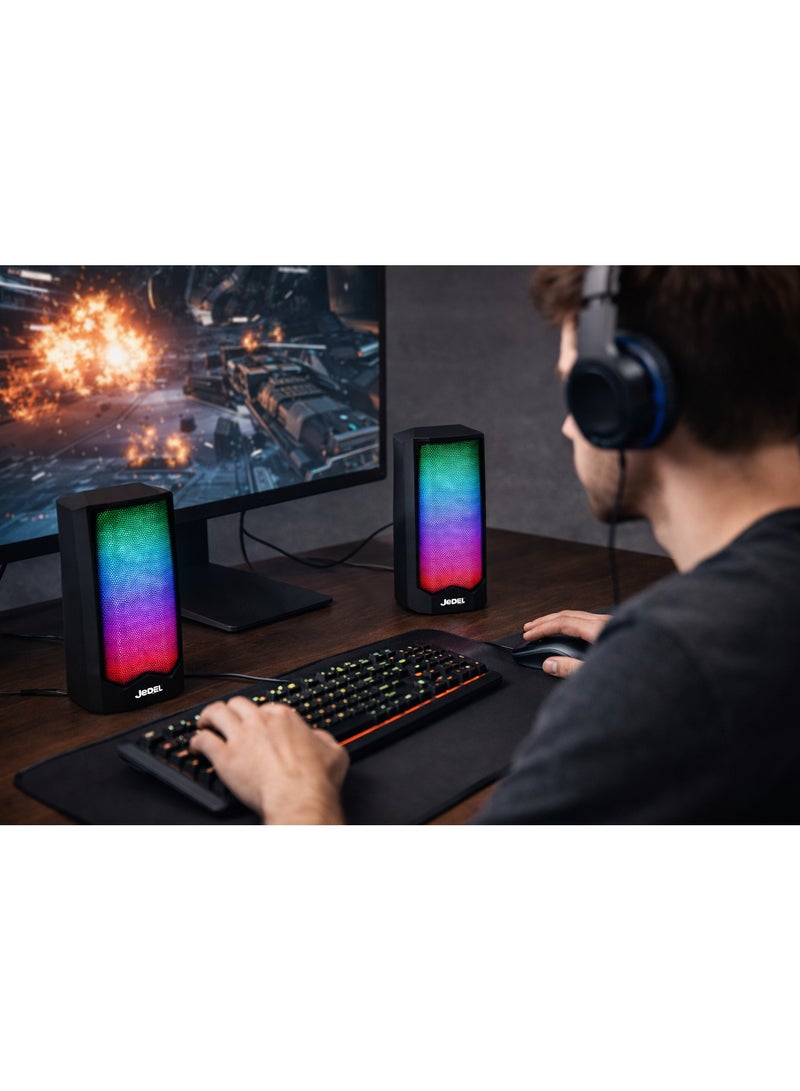 Jedel S-558 RGB lighting Speaker (usb+3.5mm)for Pc/Laptops/Desktop/notebooks/tables - Image 3