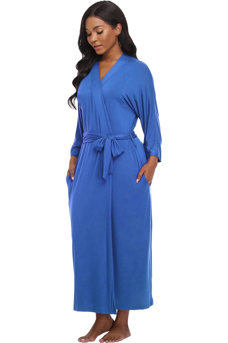 Witbuy Women's Soft Robes Lightweight Kimono Loungewear Long Nightgown Knit Bathrobe Casual Sleepwear Pajamas with Pockets - Image 3