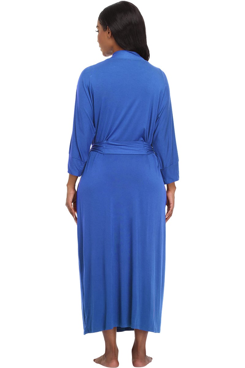 Witbuy Women's Soft Robes Lightweight Kimono Loungewear Long Nightgown Knit Bathrobe Casual Sleepwear Pajamas with Pockets - Image 4
