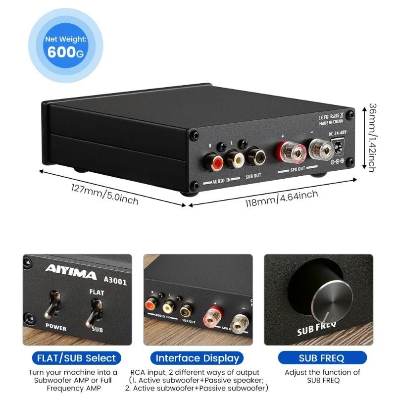 Aiyima Audio A3001 Tpa3255 Subwoofer Amplifier 300w HiFi Mono Class D Home Audio Power Amp, 32v5a - Image 3