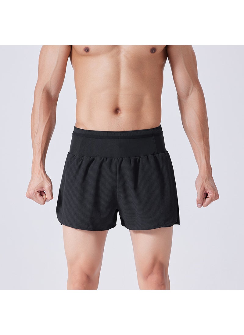 New Summer Quick-Dry Dual-Layer Running Shorts for Men Red  - Image 2