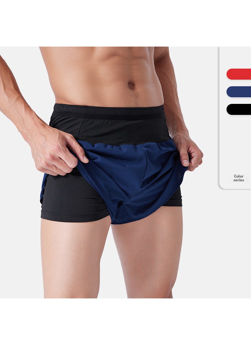 New Summer Quick-Dry Dual-Layer Running Shorts for Men Red