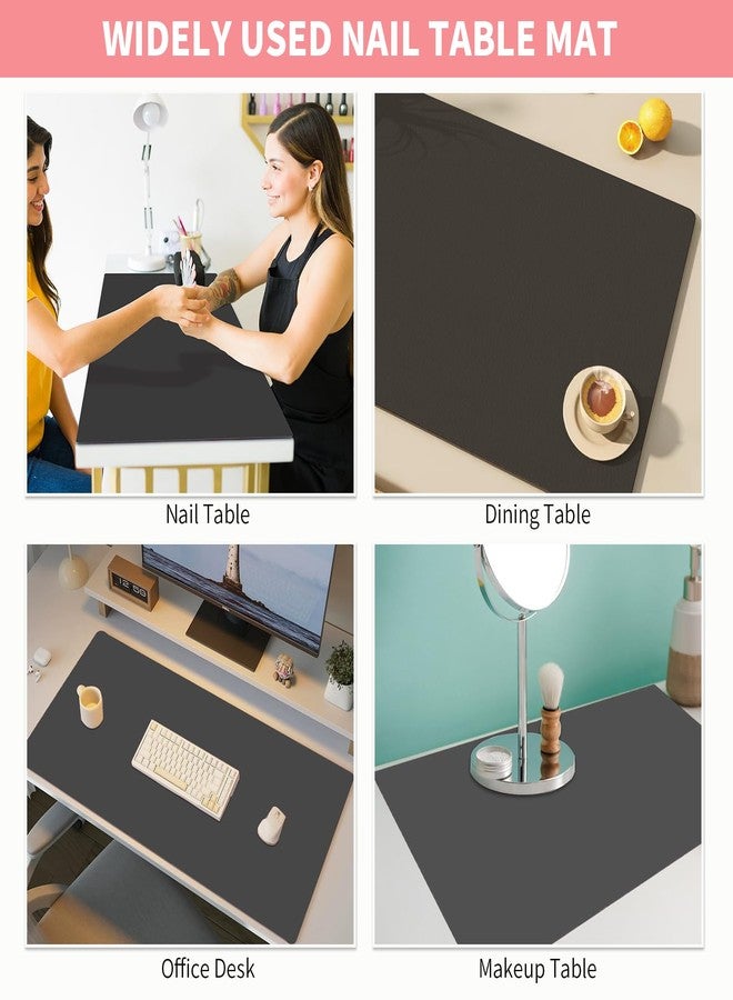ALUROICE Double-sided Nail Table Mat for Nail tech - Soft Microfiber PU Leather Nail Desk Mat - Foldable Nail Art Table Mat Acetone Resistant for Nails Salon Home (Black-White) (Mat Only) - Image 4