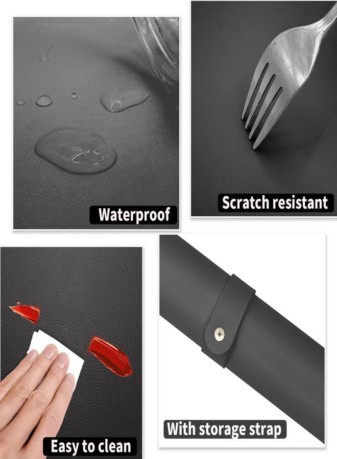 ALUROICE Double-sided Nail Table Mat for Nail tech - Soft Microfiber PU Leather Nail Desk Mat - Foldable Nail Art Table Mat Acetone Resistant for Nails Salon Home (Black-White) (Mat Only) - Image 3