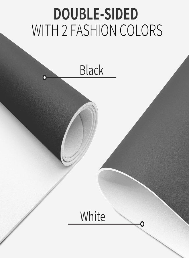 ALUROICE Double-sided Nail Table Mat for Nail tech - Soft Microfiber PU Leather Nail Desk Mat - Foldable Nail Art Table Mat Acetone Resistant for Nails Salon Home (Black-White) (Mat Only) - Image 2