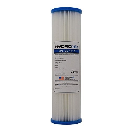 Hydronix SPC-25-1010 Universal Whole House Sediment Pleated Water Filter, Washable and Reusable, 2.5" x 10" - 10 Micron - Image 1
