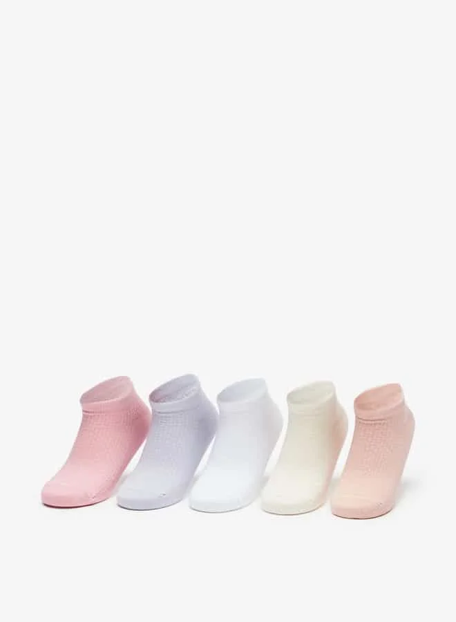 Little Missy Girls Textured Ankle Length Socks - Set of 5