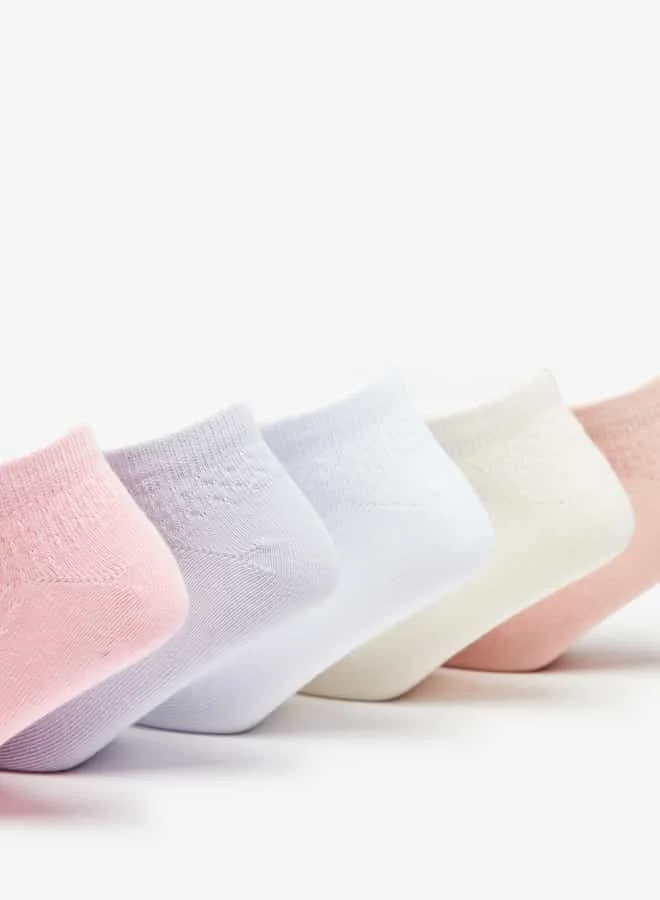 Little Missy  Girls Textured Ankle Length Socks - Set of 5 for Women | Best Price UAE