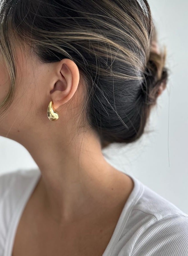 PAVOI 14K Gold Plated 925 Sterling Silver Post Teardrop Chunky Hoop Earrings - Lightweight Drop Earrings for Women - Designer Earring Trendy Jewelry, 22mm, White Gold, No Gemstone - Image 4