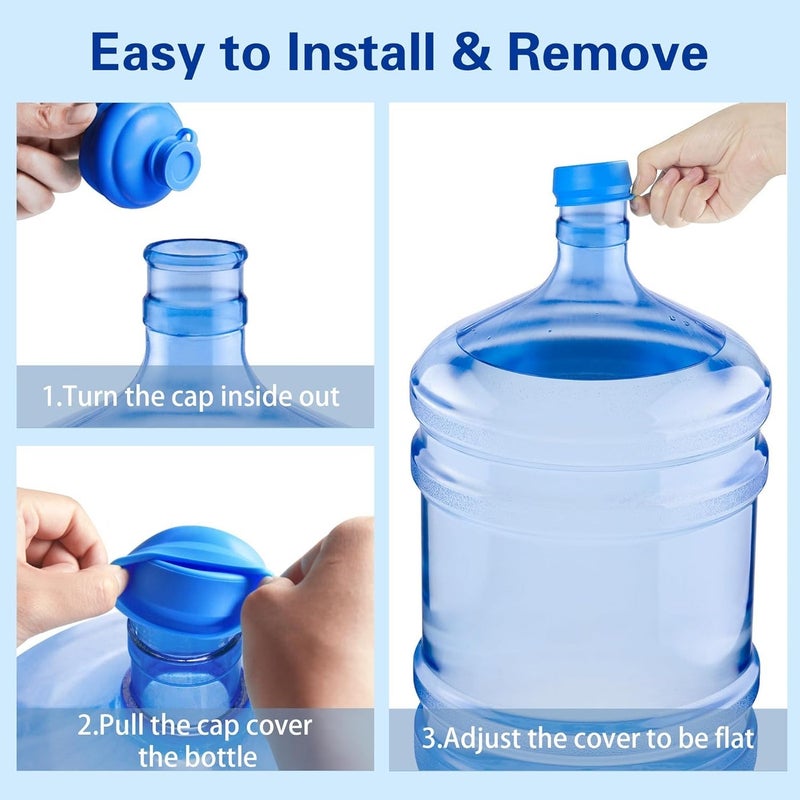 3-Pack Silicone Reusable Water Jug Caps - Non-Spill Replacement Caps for 3 & 5 Gallon Bottles - BPA-Free 55mm Water Dispenser Lids - Image 5