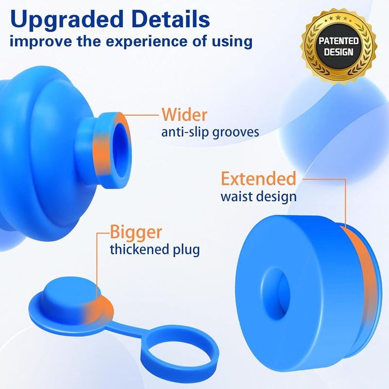 3-Pack Silicone Reusable Water Jug Caps - Non-Spill Replacement Caps for 3 & 5 Gallon Bottles - BPA-Free 55mm Water Dispenser Lids - Image 2
