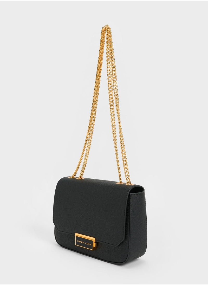 Charles & Keith Charles & keith classic metal chain crossbody bag  - Image 5