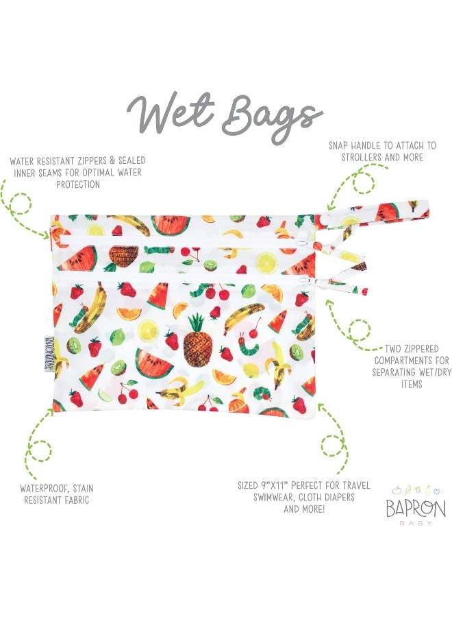 BapronBaby Eric Carle Tropical Fruit Wet Dry Bag - Waterproof Two Zipper Pockets - Reusable for Mealtime, Diapers, Stroller, Snacks, Swimsuits - Machine Washable - 11" x 9" - Image 2