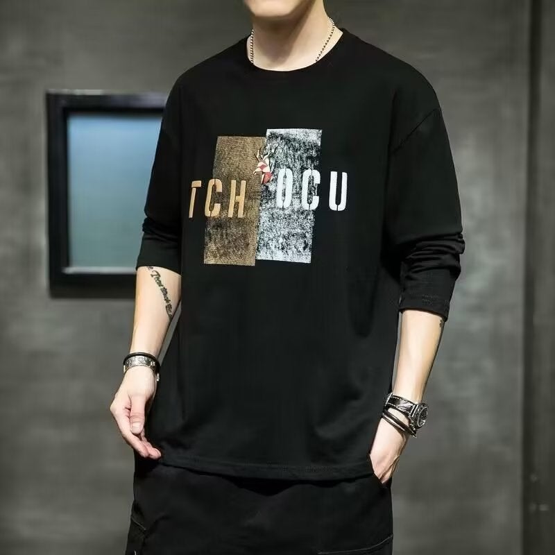 2023 autumn new men's long-sleeved T-shirt youth loose bottoming shirt Korean style printed casual all-matching T-shirt - Image 2