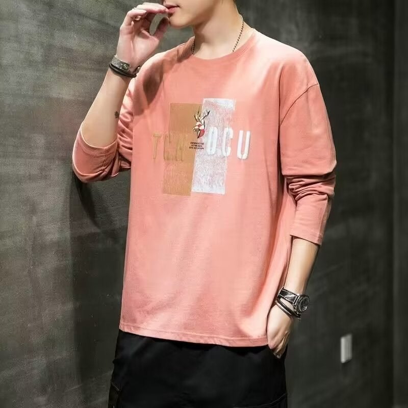 2023 autumn new men's long-sleeved T-shirt youth loose bottoming shirt Korean style printed casual all-matching T-shirt - Image 5