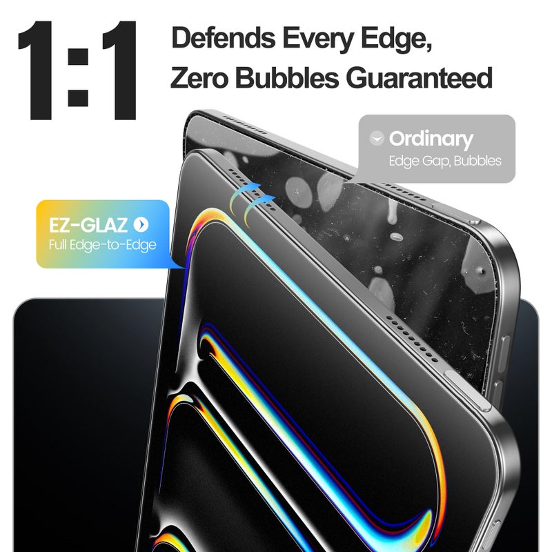EZ-GLAZ-2 Pack Paper-feel Glass Screen Protector for iPad Pro 11 inch (M5) 2025/ (M4) 2024, Matte Glass Film with Easy Application Tray, Scratch Resistant, Compatible with Apple Pencil - Image 4