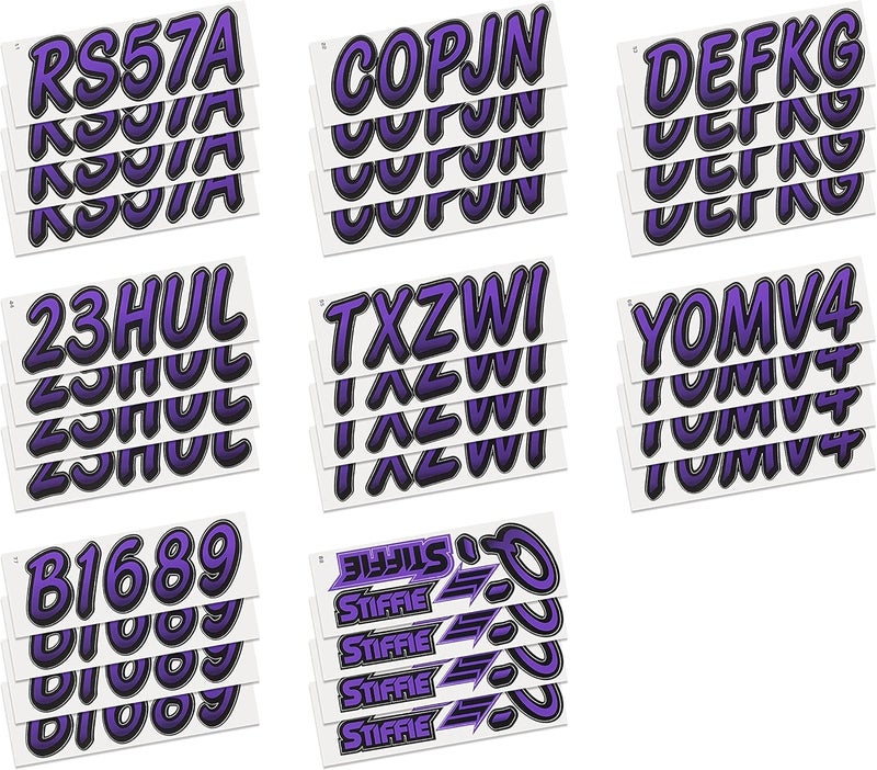 Stiffie Whipline Purple/Black 3" Boat & PWC Registration Decals • Numbers Letters Stickers - Image 4