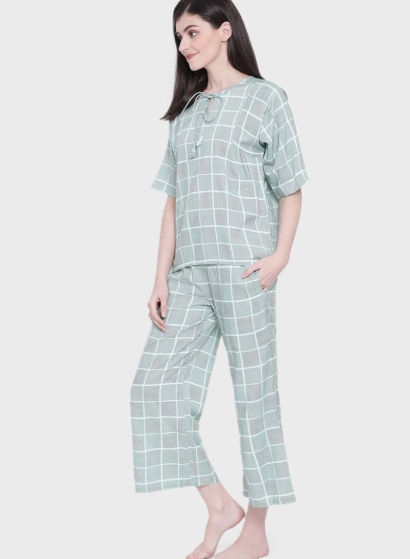 Classic Checks Top & Pyjama - Rayon