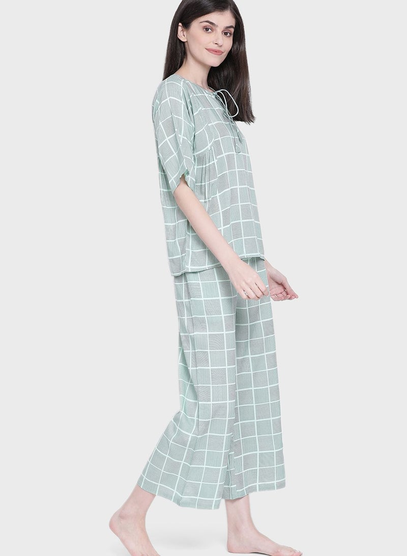 Classic Checks Top & Pyjama - Rayon