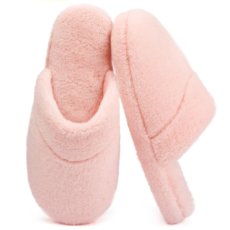 ULTRAIDEAS Womens Fluffy Scuff House Slippers Indoor Memory Foam (Size 7-8, Pink) - Image 1
