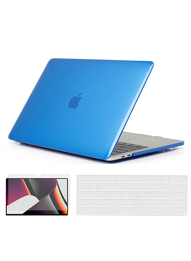 O Ozone Crystal Case Compatible with MacBook Pro 13 (A1706,A1708,A1989,A2159,A2289,A2251,A2338) Case with Keyboard Cover & Screen Protector,Dark Blue - Image 1