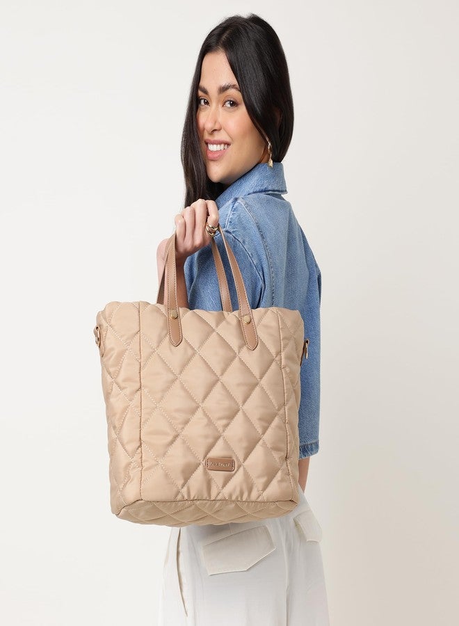Fastrack Gridline Tote | Nylon Women’s Tote Bag | Diamond-Quilted Design with Dual Carry Options & Multiple Compartments - Image 2