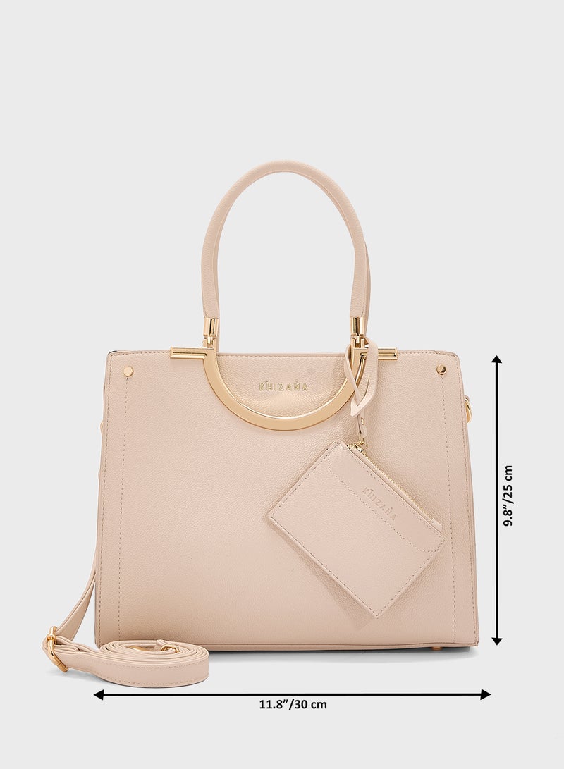 Mild Grain Satchel With Pouch