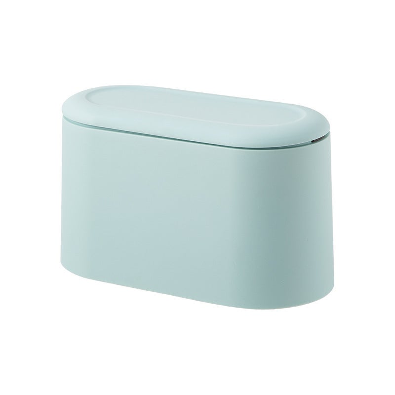 Desktop Trash Can Light Blue Compact PP Material Nordic Design - Press-Open Lid Durable Trash Can for Home Desks Countertops - Image 1