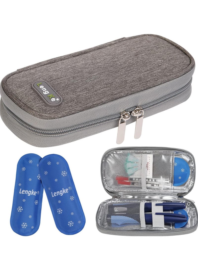 Leng Ke Insulin Cooler Travel Case for Diabetic, Insulin Cooling Case Travel Portable Insulin Pen Carrying Case Cooler Bag Organizer for Diabetic Supplies with 2 Ice Pack - Image 1