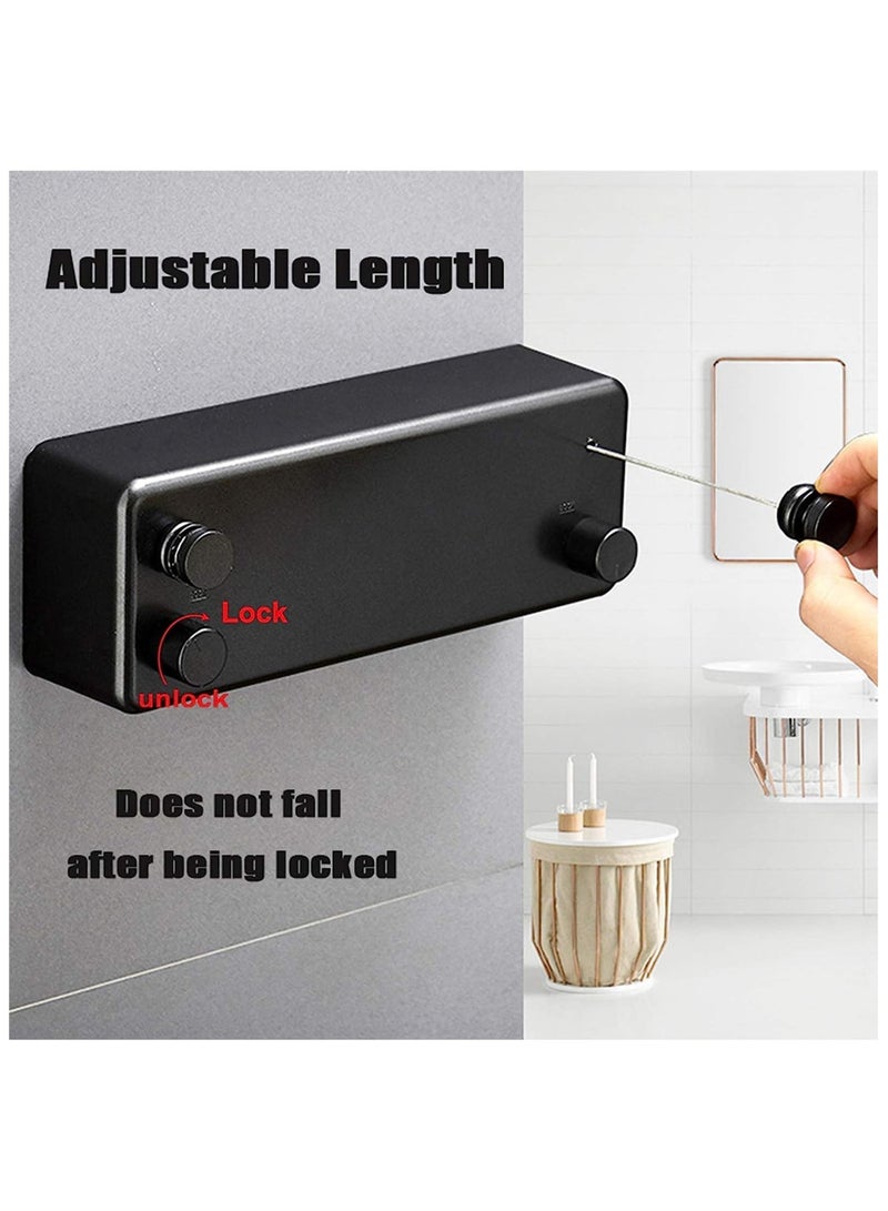 AUTOYSUR حبل غسيل قابل للسحب، خط غسيل عالي التحمل، مجفف ملابس داخلي وخارجي يُعلق على الحائط، حبل ملابس قابل للتعديل، خط من الفولاذ المقاوم للصدأ، 13.8 قدم (سلك مزدوج أسود) - Image 3