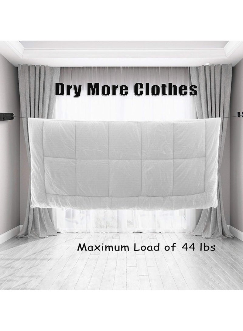 AUTOYSUR حبل غسيل قابل للسحب، خط غسيل عالي التحمل، مجفف ملابس داخلي وخارجي يُعلق على الحائط، حبل ملابس قابل للتعديل، خط من الفولاذ المقاوم للصدأ، 13.8 قدم (سلك مزدوج أسود) - Image 5