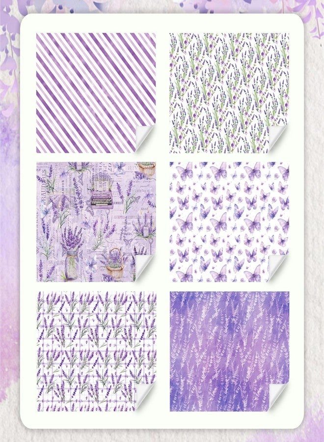 Unigift Purple Lavender Gift Wrapping Paper,6 Folded Flat Flower Butterfly Gift Wrap Paper Floral Stripes Wrapping Paper with Ribbon for Kids Bridal Shower Wedding Birthday Party Gift Wrap,20x28 inch - Image 3