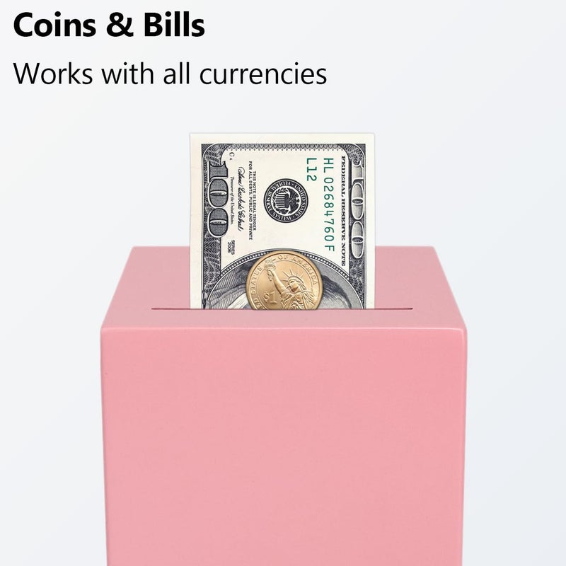 EIENHOSHI Unbreakable Piggy Bank for Adults, Must Break to Open Disposable Money Bank, Forced Savings Box with Sturdy Design, Cash Saving Container for Adults, Pink - Image 4