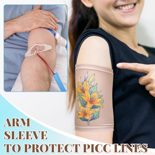 Vabean 4 Pcs PICC Line Cover Sleeve PICC Upper Arm Cover Soft Breathable Elastic Line Sleeve for Women Men Adult(Large,Nude Color) - Image 5