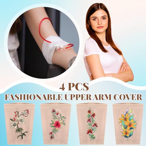 Vabean 4 Pcs PICC Line Cover Sleeve PICC Upper Arm Cover Soft Breathable Elastic Line Sleeve for Women Men Adult(Large,Nude Color) - Image 3
