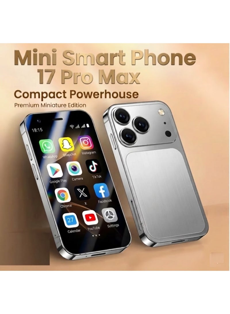 HMC 17 Pro Max Mini Smartphone  Silver, 1TB ROM, Triple Camera, Face Unlock, GPS, AMOLED display, 5G, Bluetooth Wireless - Image 1