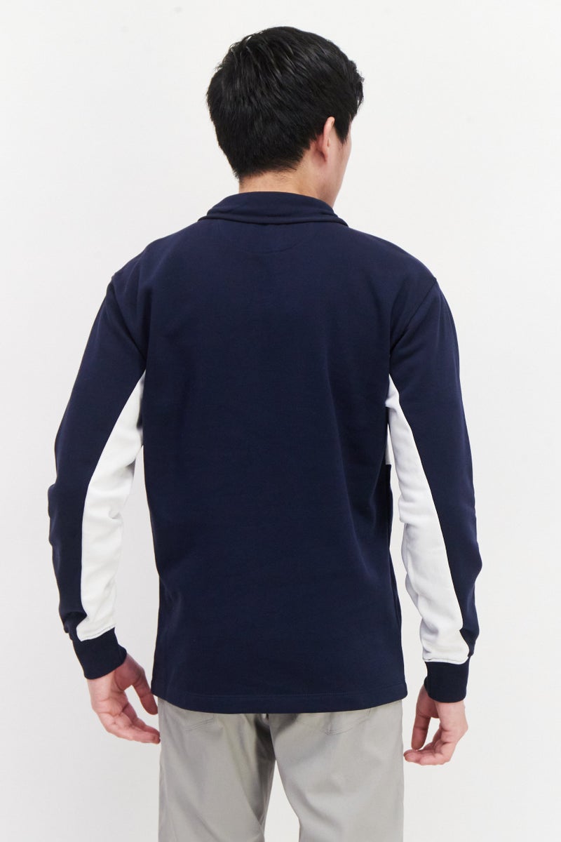 PERRY ELLIS Men Embroidered Long Sleeve Sweatshirt, Navy - Image 3