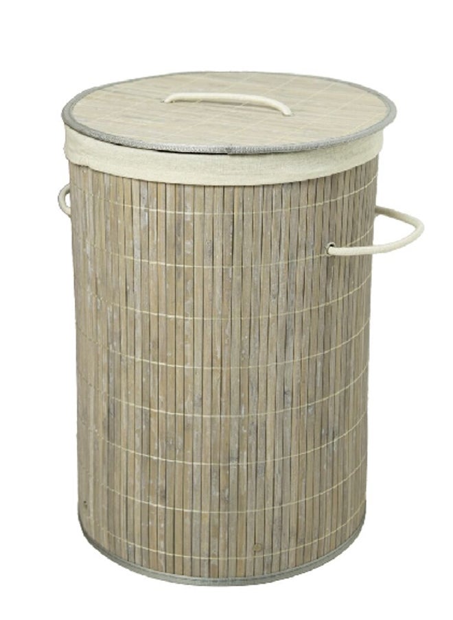 هوني بي سلة غسيل من الخيزران بمقبض باللونين الرمادي والأبيض بأبعاد 50 × 35 سم 237314  - Image 1