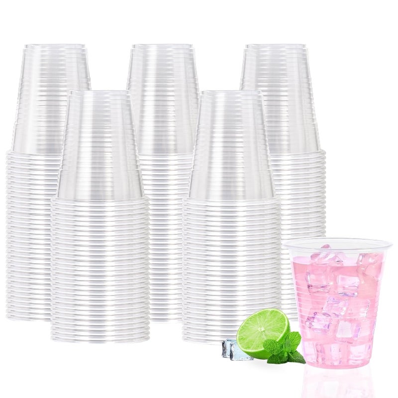BYSNOW 12 oz Clear Plastic Cups 300 Count Bulk PP Clear Plastic Cups for Party with Higher Heat Resistance Suit for Hot Beverages Soda Juice 12oz 300count