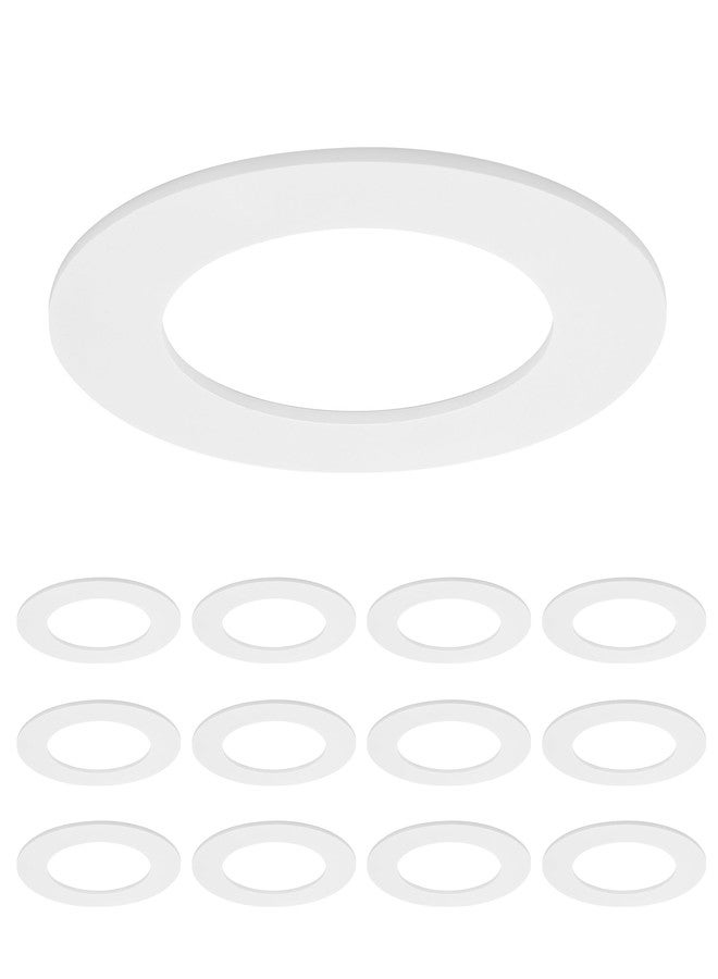 Maxxima 12 Pack 4 in. Goof Rings for Recessed Lights, Can or Canless Lighting Round Downlight Trim Ring, Outer Diameter 6.7” Inner Diameter 4.25”, Durable Plastic Design, White Extended Trim - Image 1