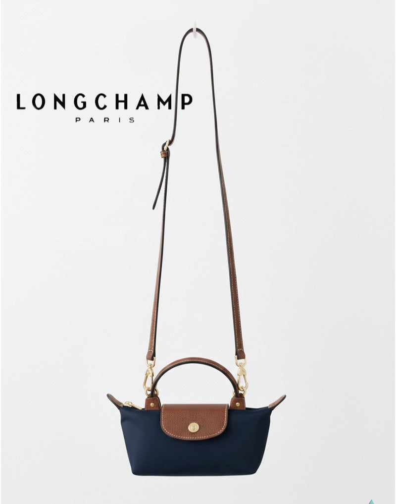 Longchamp French Longchamp Women's classic fashion versatile mini makeup bag handbag shoulder bag Camera Bag handheld small bag Mini Navy Classic - Image 1